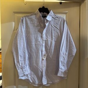 Neiman Marcus Light Blue and White Checkered Shirt blue white pink NWT sz 16.5